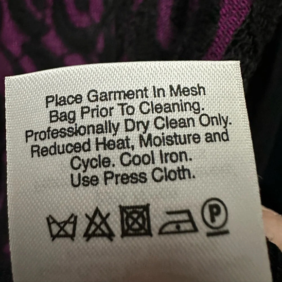 DKNY Black Silk Cardigan Purple Lace Inlay Front Button Up Size Medium - Picture 5 of 6